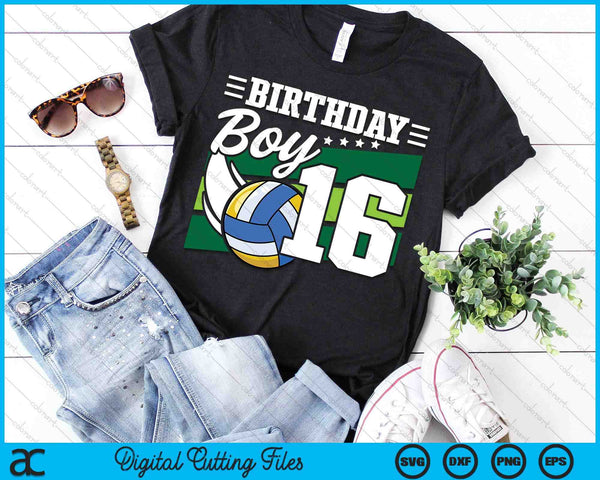 Birthday Boy 16 Years Old Volleyball Lover Birthday SVG PNG Digital Cutting Files