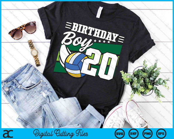 Birthday Boy 20 Years Old Volleyball Lover Birthday SVG PNG Digital Cutting Files