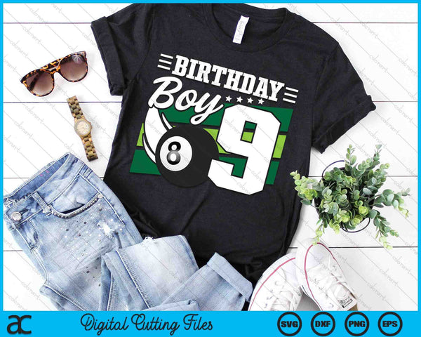 Birthday Boy 9 Years Old Pool Lover Birthday SVG PNG Digital Cutting Files