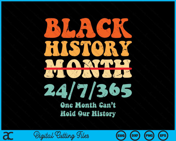 Black History Month 24-7-365 One Month Can’t Hold Our History SVG PNG Digital Printable Files