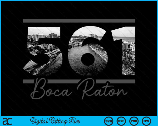 Boca Raton 561 Area Code Skyline Florida Vintage SVG PNG Digital Cutting Files