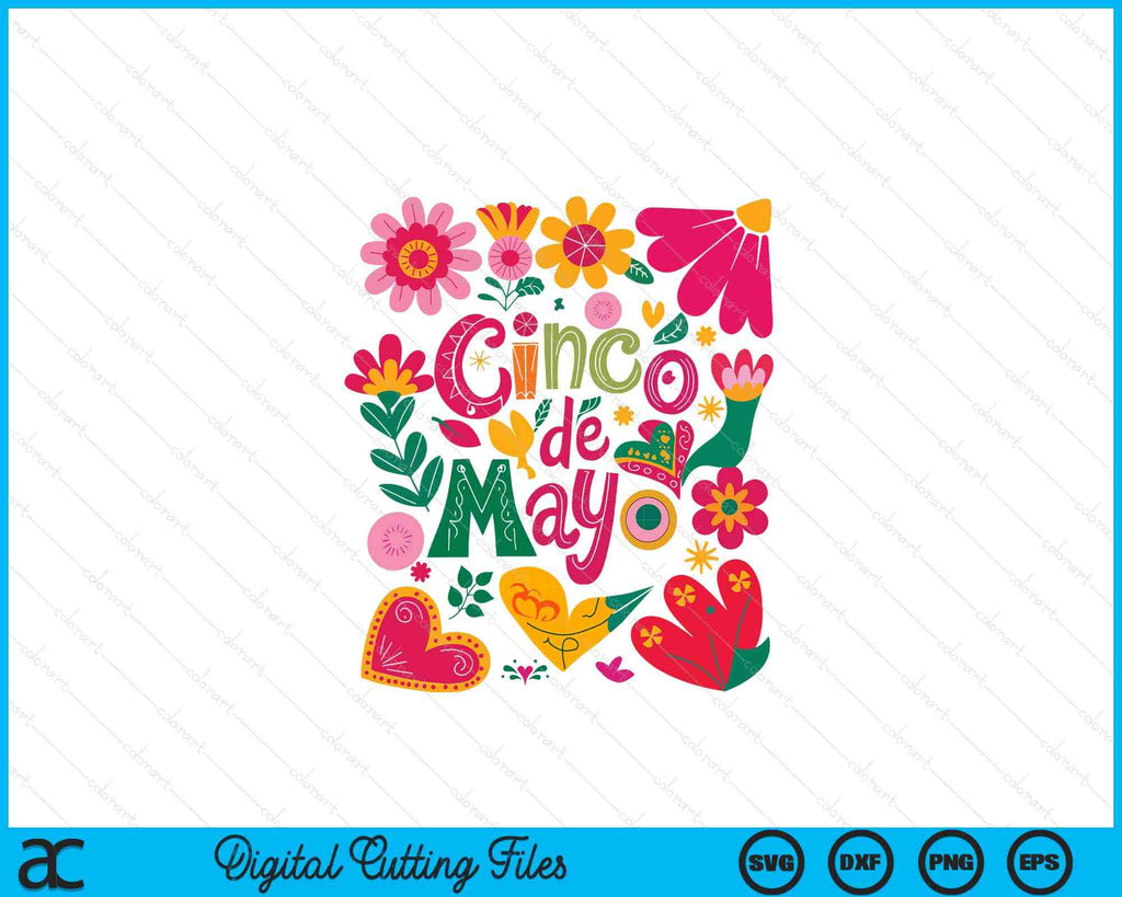 Boho Floral Cinco De Mayo Mexican Fiesta SVG PNG Digital Files ...