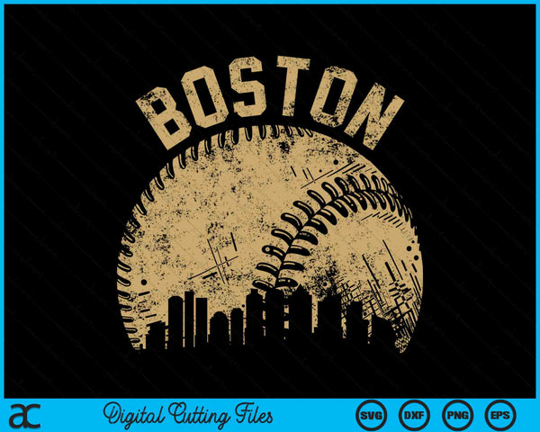 Boston Baseball Skyline Player Coach Fan SVG PNG Digital Printable Files