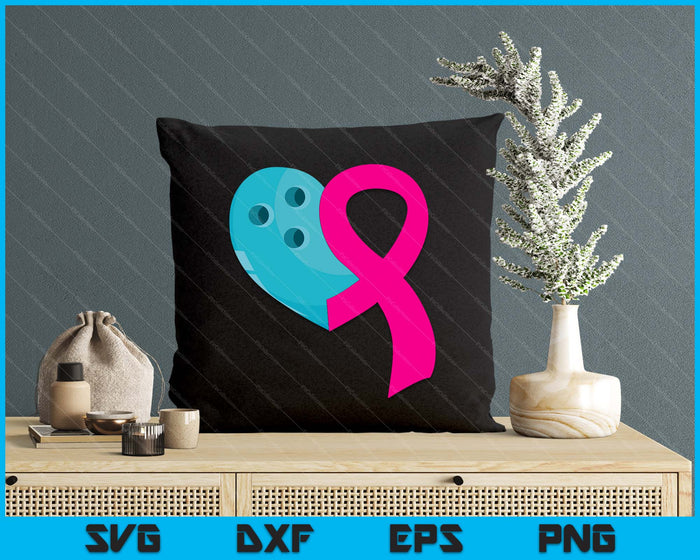 Bowling Pink Ribbon Heart Cool Breast Cancer Awareness Gifts SVG PNG Cutting Printable Files Bowling Pink Ribbon Heart Cool Breast Cancer Awareness Gifts SVG PNG Cutting Printable Files