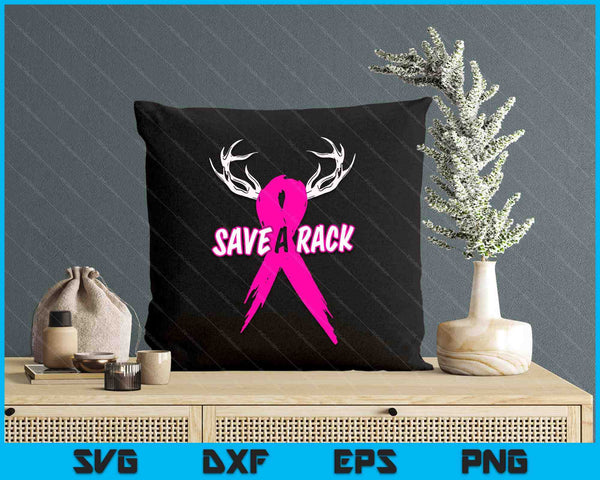Breast Cancer Awareness Save A Rack Deer Pink Ribbon SVG PNG Digital Printable Files