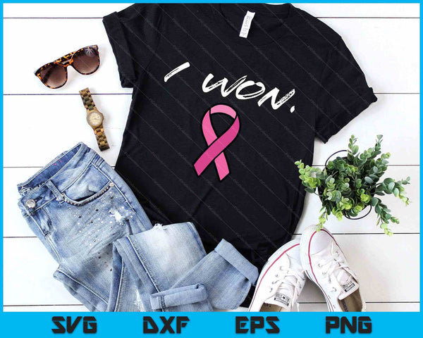 Breast Cancer Survivor I Won Pink Ribbon Awareness SVG PNG Digital Printable Files