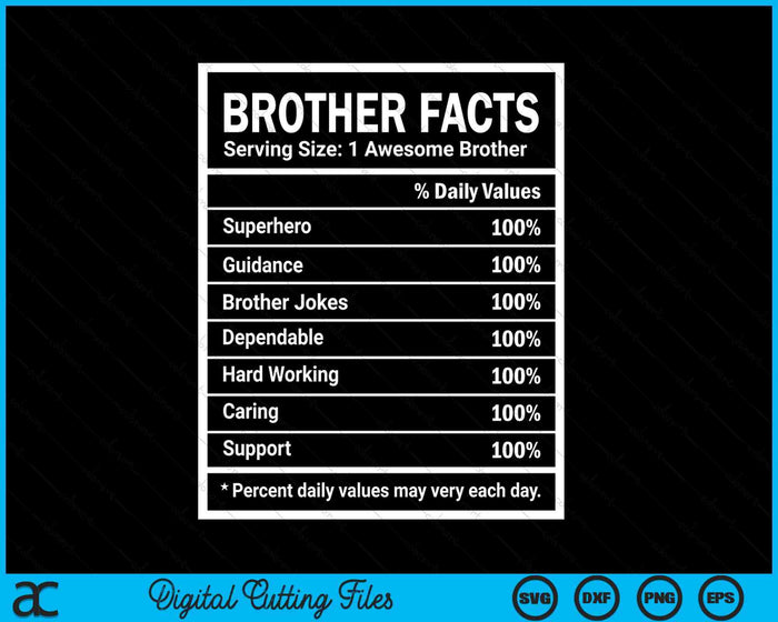 Brother Facts Father's Day SVG PNG Digital Cutting Files Brother Facts Father's Day SVG PNG Digital Cutting Files