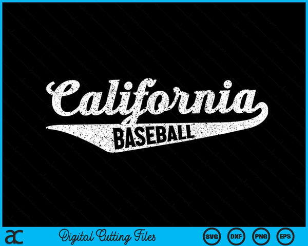 California Baseball Script Vintage Distressed SVG PNG Digital Cutting Files