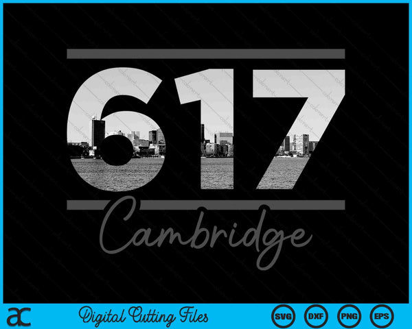 Cambridge 617 Area Code Skyline Massachusetts Vintage SVG PNG Digital Cutting Files