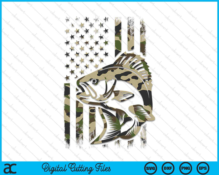 Camo Fishing American Flag Bass Fishing SVG PNG Digital Cutting Files