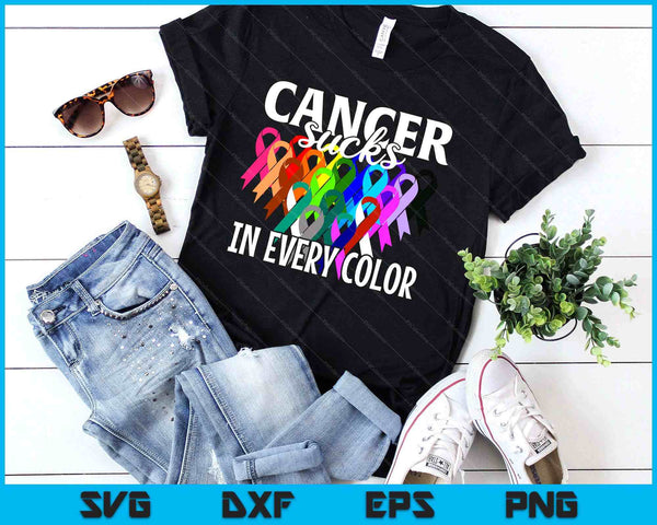 Cancer Sucks In Every Color Fighter  Fight The Cancer SVG PNG Digital Printable Files