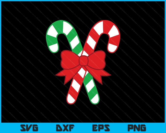 Candy Cane Christmas With Holiday Bow SVG PNG Digital Printable Files Candy Cane Christmas With Holiday Bow SVG PNG Digital Printable Files
