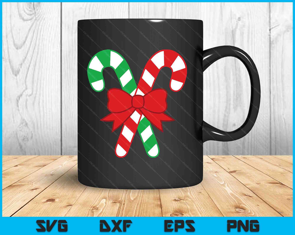 Candy Cane Christmas With Holiday Bow SVG PNG Digital Printable Files ...