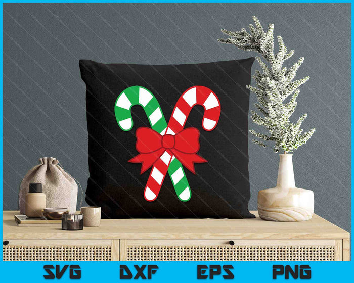 Candy Cane Christmas With Holiday Bow SVG PNG Digital Printable Files Candy Cane Christmas With Holiday Bow SVG PNG Digital Printable Files