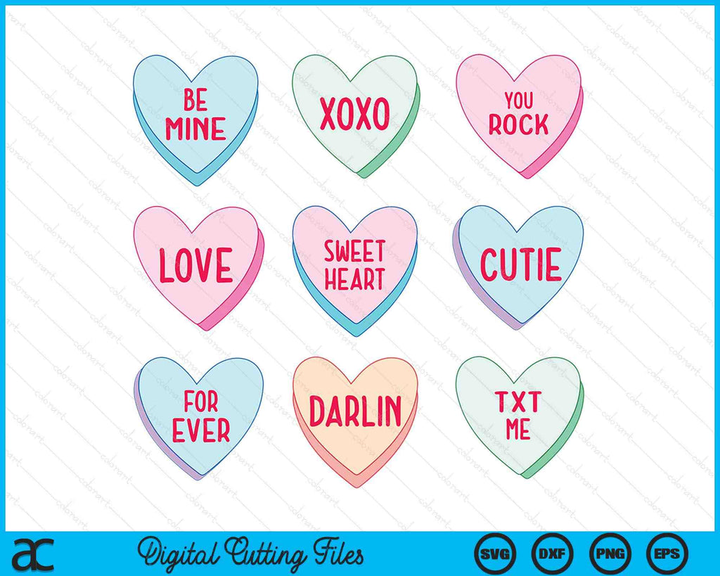 Candy Sweet Hearts Love Valentines Day SVG PNG Digital Printable Files ...