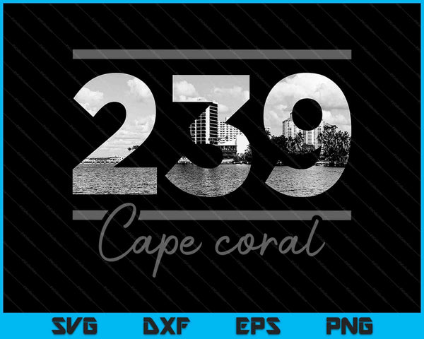 Cape Coral 239 Area Code Skyline Florida Vintage SVG PNG Cutting Printable Files