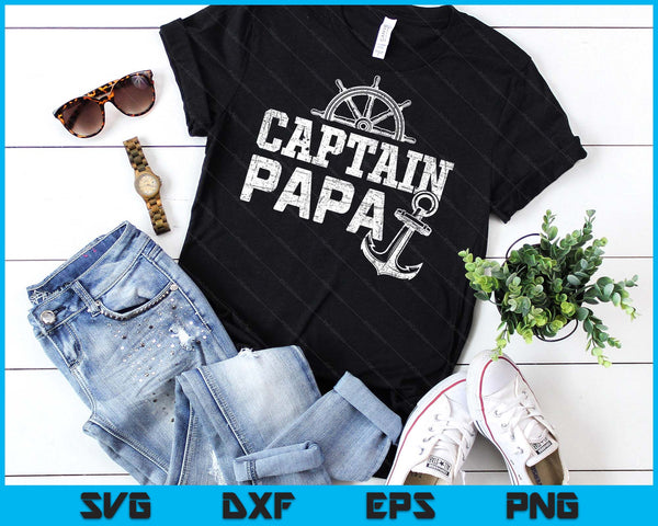 Captain Papa Pontoon Boating Fishing Lake Sailing Family SVG PNG Digital Printable Files