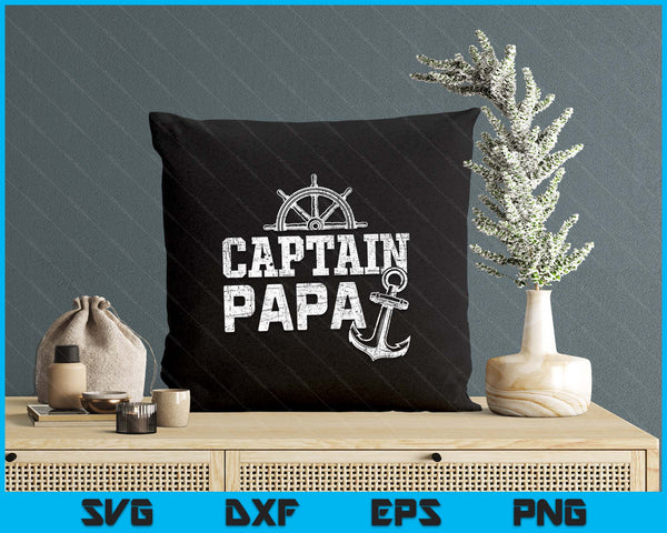 Captain Papa Pontoon Boating Fishing Lake Sailing Family SVG PNG Digital Printable Files