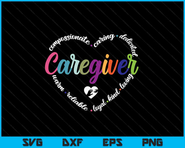 Caregiver Heart SVG PNG Cutting Printable Files