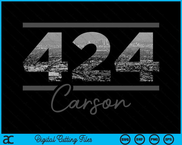 Carson 424 Area Code Skyline California Vintage SVG PNG Digital Cutting Files
