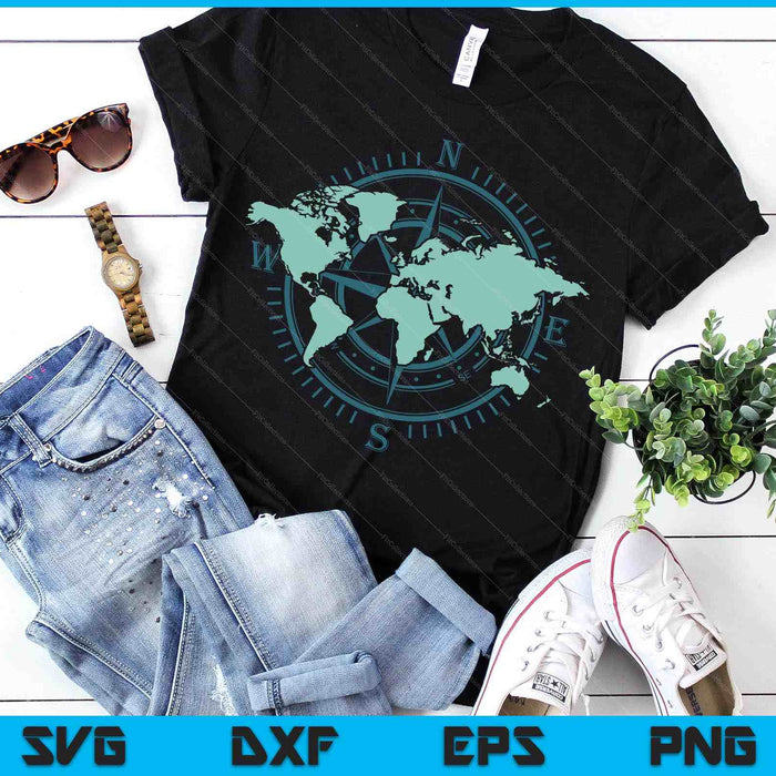 Cartography Traveler Travelling Compass World Map SVG PNG Digital Printable Files Cartography Traveler Travelling Compass World Map SVG PNG Digital Printable Files