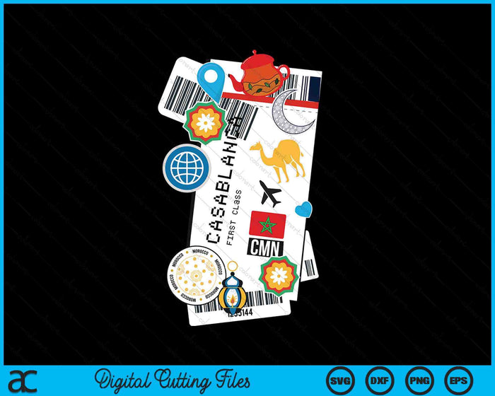 Casablanca Air Ticket Boarding Pass Plane Morroco Travel SVG PNG Digital Printable Files Casablanca Air Ticket Boarding Pass Plane Morroco Travel SVG PNG Digital Printable Files