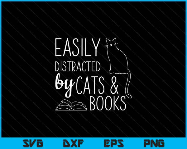Cat Lover Cats And Books Book Reading Lover SVG PNG Digital Cutting Files