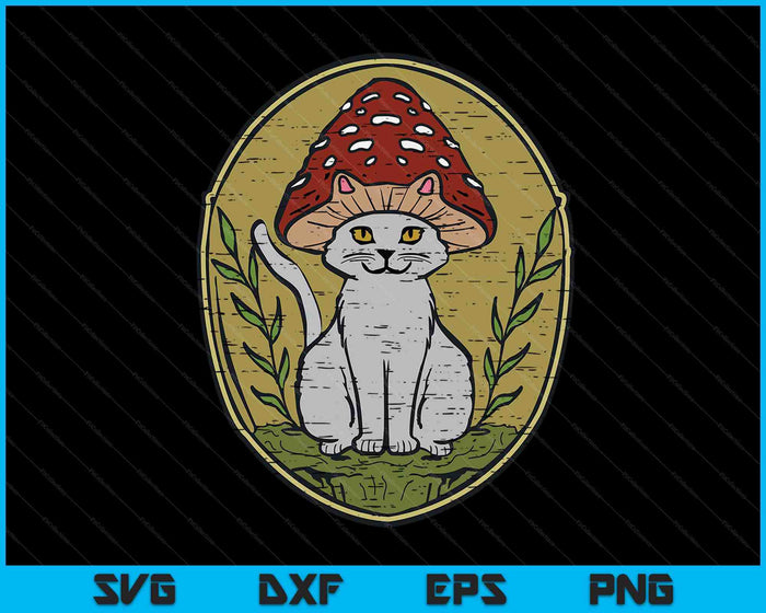 Cat Mushroom Vintage Cottagecore Aesthetic SVG PNG Digital Cutting Files
