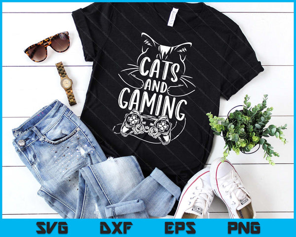 Cats And Gaming Funny For Gamer Cat Lover SVG PNG Digital Printable Files
