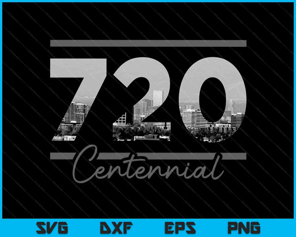 Centennial 720 Area Code Skyline Colorado Vintage SVG PNG Cutting Printable Files