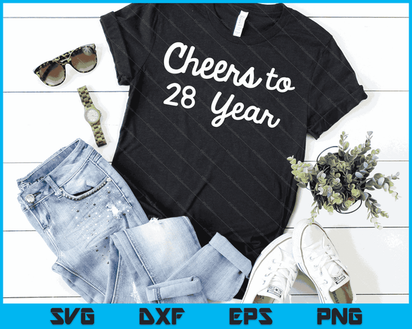 Cheers to 28 Year Twenty-Eighth Paper Wedding Anniversary Party SVG PNG Digital Printable Files