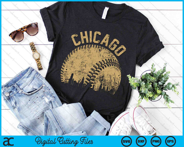 Chicago Baseball Skyline Player Coach Fan SVG PNG Digital Printable Files