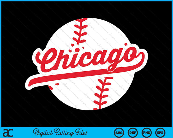 Chicago Baseball Vintage Chicago Pride Love City Red SVG PNG digitale snijbestanden