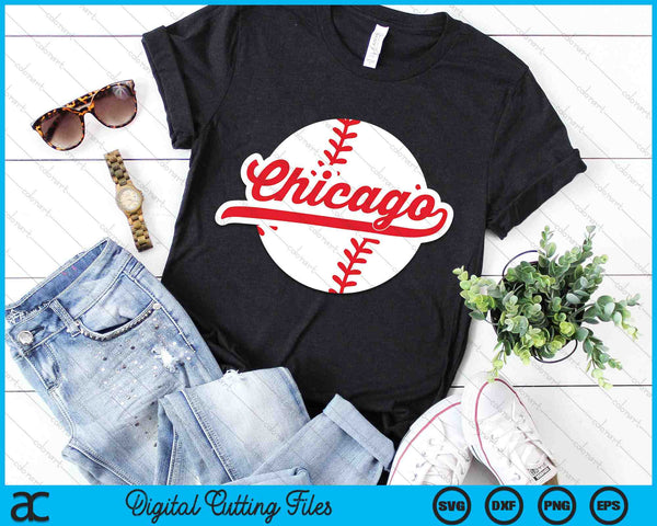 Chicago Baseball Vintage Chicago Pride Love City Red SVG PNG digitale snijbestanden