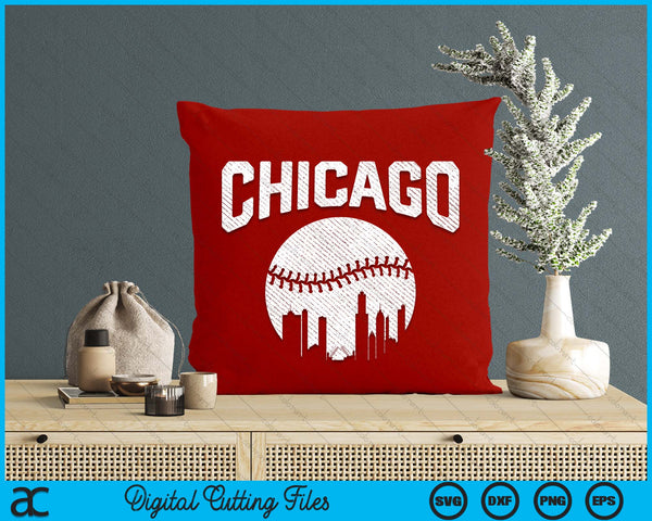 Chicago City California Baseball Skyline Vintage Souvenir SVG PNG Digital Printable Files