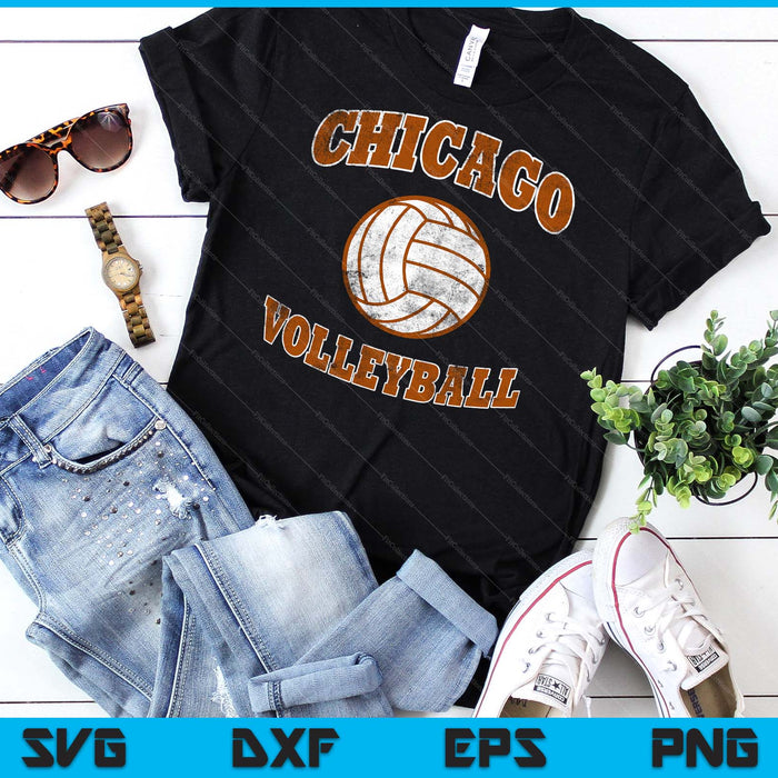 Chicago Volleyball Vintage Distressed SVG PNG Digital Cutting Files Chicago Volleyball Vintage Distressed SVG PNG Digital Cutting Files