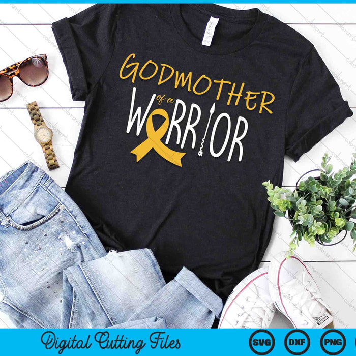 Childhood Cancer Awareness Godmother Of A Warrior SVG PNG Digital Cutting Files Childhood Cancer Awareness Godmother Of A Warrior SVG PNG Digital Cutting Files