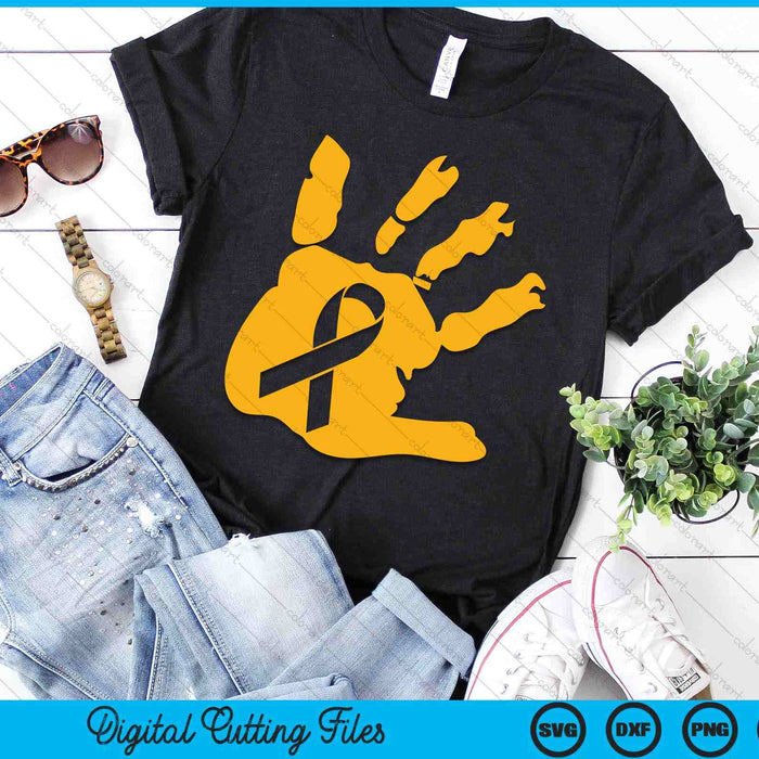 Childhood Cancer Awareness Hand Gold Ribbon Pediatric Cancer SVG PNG Digital Printable Files Childhood Cancer Awareness Hand Gold Ribbon Pediatric Cancer SVG PNG Digital Printable Files