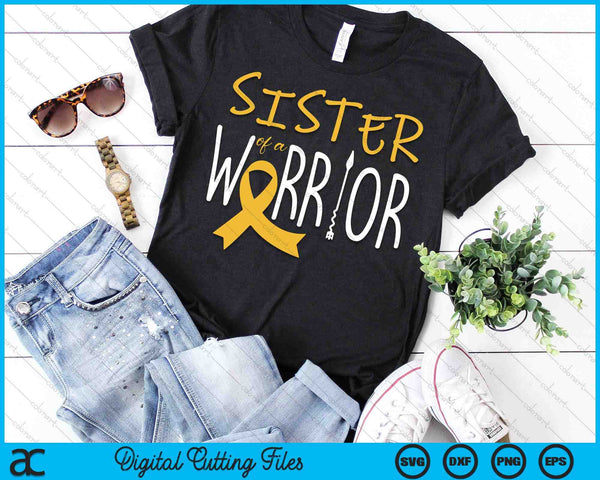 Childhood Cancer Awareness Sister Of A Warrior SVG PNG Digital Cutting Files