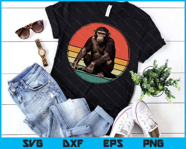 Chimpanzee Monkey Shirt Retro Vintage Chimp Wild Zoo Animal SVG PNG Digital Printable Files