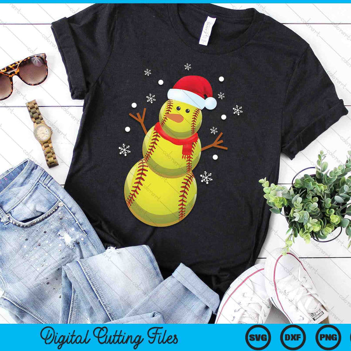 Christmas Softball Snowman SVG PNG Digital Printable Files Christmas Softball Snowman SVG PNG Digital Printable Files