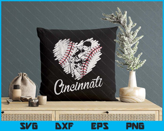 Cincinnati Baseball Heart Distressed Vintage Baseball Fans SVG PNG Digital Printable Files Cincinnati Baseball Heart Distressed Vintage Baseball Fans SVG PNG Digital Printable Files