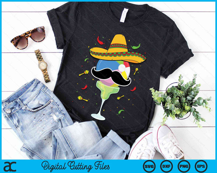 Cinco De Mayo strandbal met Sombrero en Margarita SVG PNG digitale snijbestanden Cinco De Mayo strandbal met Sombrero en Margarita SVG PNG digitale snijbestanden