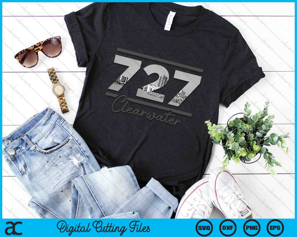 Clearwater 727 Area Code Skyline Florida Vintage SVG PNG Digital Cutting Files