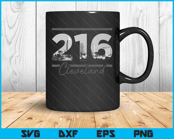 Cleveland 216 Area Code Skyline Ohio Vintage SVG PNG Cutting Printable Files