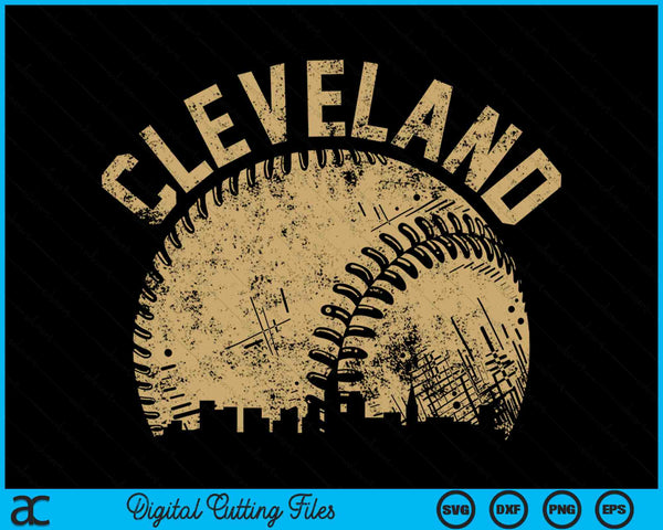 Cleveland Baseball Skyline Player Coach Fan SVG PNG Digital Printable Files