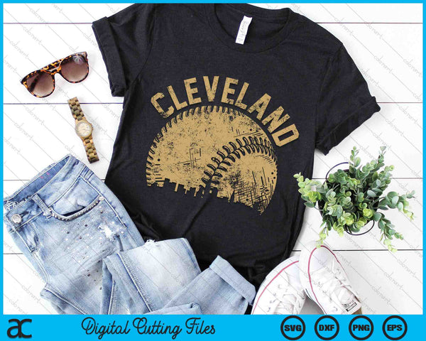 Cleveland Baseball Skyline Player Coach Fan SVG PNG Digital Printable Files