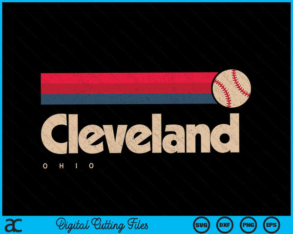 Cleveland Béisbol Softbol Ciudad Ohio Retro Cleveland SVG PNG Archivos de corte digital