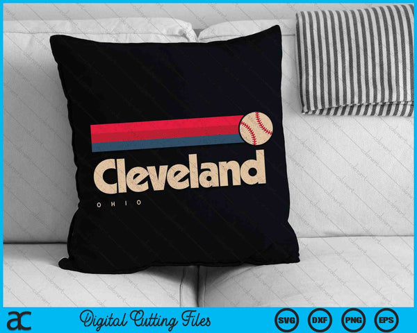 Cleveland Béisbol Softbol Ciudad Ohio Retro Cleveland SVG PNG Archivos de corte digital