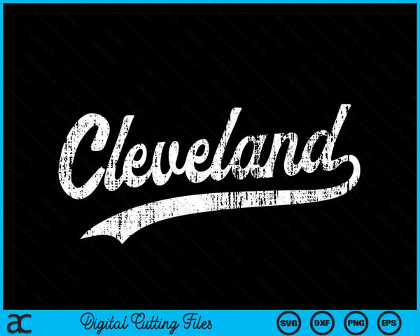 Cleveland OH Vintage Baseball Sports Script SVG PNG Archivos de corte digital